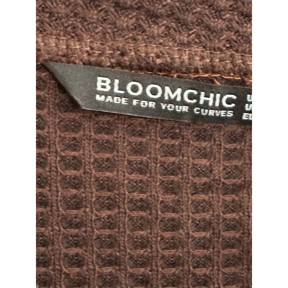 NWT Bloomchic 12 Waffle Vneck Colorblock Brown Rust Beige Long Sleeve Top #3620 - Picture 6 of 11